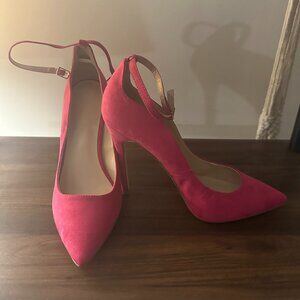 Shoe Dazzle Hot Pink Ankle Strap Pumps Size 9